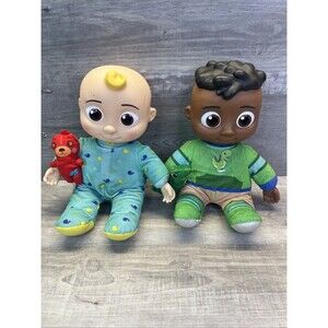 Cocomelon Lot JJ And Cody Talk Sing Musical Bed Time Dino Plush Dolls